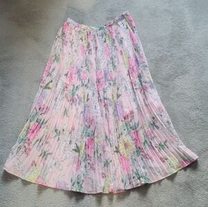 H&M Floral Pleated Midi Skirt in Pastel Colors Size US 12